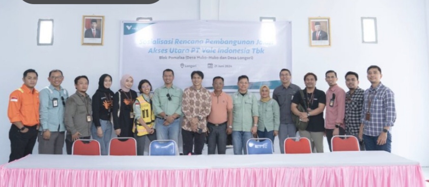 Sosialisasi rencana pembangunan jalan akses utara PT Vale Indonesia tbk blok pomala (Desa Huko-hoko dan desa longori). Jumat (21/06/2024) . Foto : Istimewa